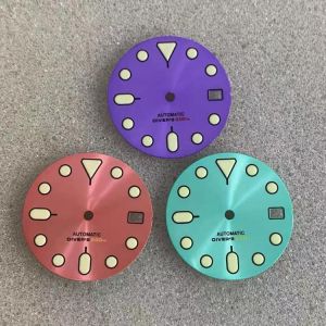 Enamel 28.5mm Dial  for SKX007/NH35/4R36 Movement DIY Modified Watch Part Green Luminous Dial S Logo