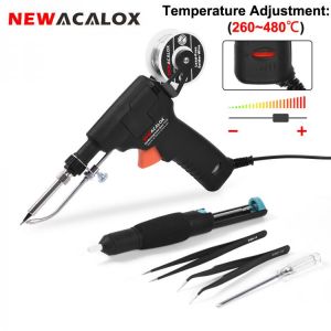NEWACALOX EU/US 60W Hand-held Soldering Iron Fast Heating Automatically Send Tin Gun Soldering Tool Welding Gun Home Repair Tool