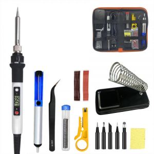 80W Digital Soldering iron set kit adjustable temperature LCD welding tools Ceramic heater soldering tip Desoldering Pump
