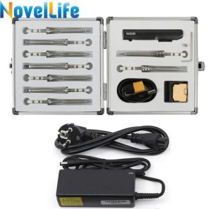 TS100 Mini Digital Electric Soldering Iron Station Kit Adjustable Temperature 9pcs Solder Tip 24V Power Supply Aluminum Tool Box