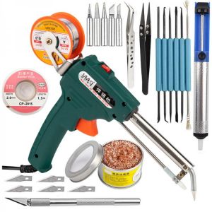 60W Tin Electric Soldering Iron Kit Automatic Send Tin Gun Electric Solder Station Tip Sucker Tweezers Wire Welding Tools