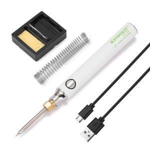 8W 5V Soldering Iron USB Charging Electric Soldering Iron Kit Digital Welding Iron Tool Temperature Adjustable + Stand/ Tin Wire