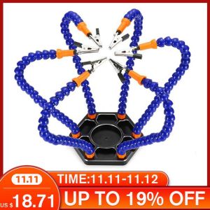 Soldering Helping Hand Third Soldering 6 Flexible Arm Magnifier Soldering Iron Holder PCB Welding Repair Tool Soldering Station