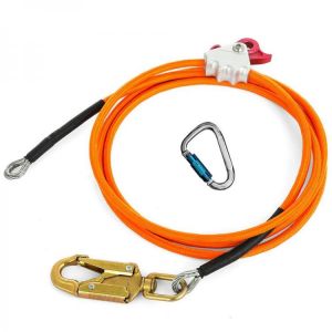 Steel Wire Core Flip Line Kit 1/2" X 10' Wire Core Flipline with Triple Lock Carabiner and Steel Swivel Snap Wire Core F