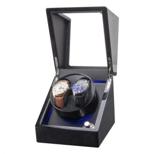 USB Power Supply LED Backlit Mechanical Watch Winding Box Motor Shaker Mini Dual Position Watch Winder Holder Storage Organizer