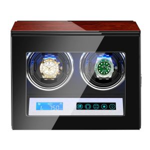 AAA Quality 5 Modes Rosewood Watch Winder with Quiet Japanese Mabuchi Motor 2+0 Storage Ultra-quiet Japanese motor with LED