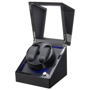 USB Power Supply LED Backlit Mechanical Watch Winding Box Motor Shaker Mini Dual Position Watch Winder Holder Storage Organizer