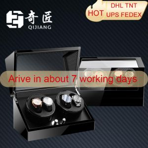 Watwatch Winder box for Automatic Watches Japanese Motor High Quality Premium 2slot 2+3 4slot 4+0 PU Carbon Leather Watch  LED