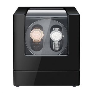 Double Watch Winder Wooden Automatic Watch Winder Box for 2 Watches with Motor and Dual Power Supply