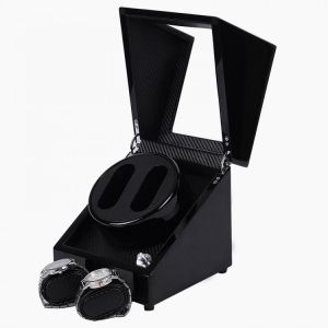 Automatic Watch Winders Box Double Rotator Mechanical Winding Watch Cabinet Organizer Carbon Fiber Black Paint Mute Storage Box