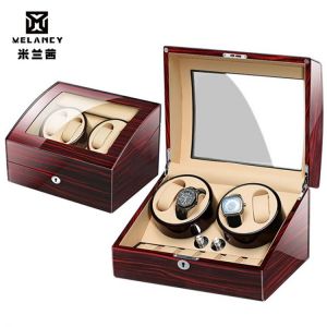 MELANCY Watch Winder for 4 Automatic with 6 Watch Box Watches Piano Paint Exterior Silent Motor with Flexible PU Watch Pillow