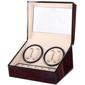 Luxury electric motor watch storage box, piano paint automatic chain watch box wood mechanical table rocking mete watch winder