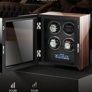 Touch Screen Black Sandal Wood Baking Finish Watch Winder Automatic Japanese Mabuchi Mute Motor Watches Storage Display Case