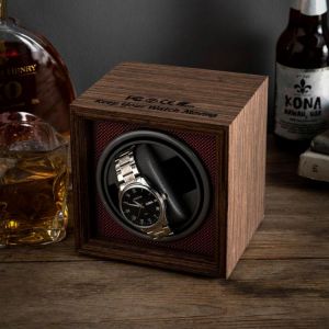 Luxury 1 Grid 3 Gears Adjustable Black Walnut Wood Vertical Automatic Mechanical Watch Winder Electric Watch Box Storage Reloj