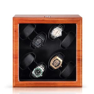 Automatic Watch Winder with Wood Safe Box Quiet Japanese Mabuchi Mute Motor Adjustable Modes Watch Storage Winding Boxes Case