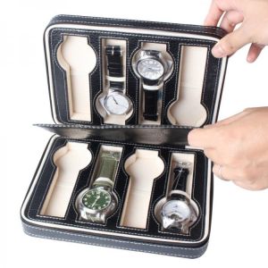 8 Grids PU Leather Travel Watch Box Storage Showing Watch Display Storage Convenient Box Tray Zipper Jewelry Collector Case
