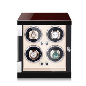 4 Watches Black Finish inside Buff Quiet Shaker Motor Watch Winder Box wooden Watch Winder for automatic watches