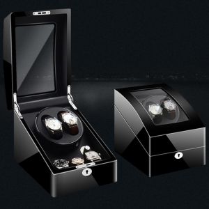 2+3 Black Wood Baking Watch Shaker Mini Single Electric Watch Box Self Winding Watch Receiver Display Watch Winder Box
