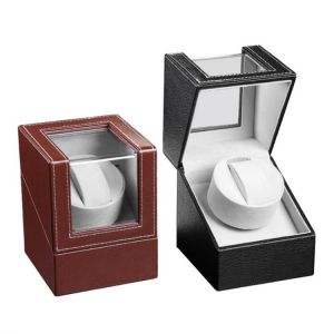 Automatic Single Watch Winder in Shell and Black Leather/Carbon Fiber Leather and Motor Leather Automatic Watch Shaker