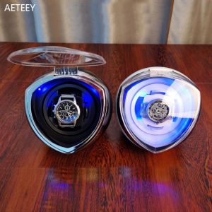 Triangle Space Style Design Automatic Watch Winders Box Rotator Lights Watch Holder Case Winding Watch Storage Display Box
