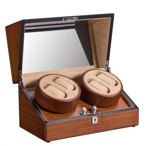 4+0 Wood Automatic Mechanical Watch Winder Box Winding Rotator Megger Case Cabinet Battery Remontoir Watchwinder Storage Box