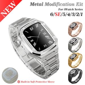 38mm 42mm Stainless Steel Band Set for Apple Watch Band 40mm 44mm Metal Watch Case for iWatch Series 6 SE 5 4 3 2 1 Modification