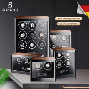 Luxury Wood Watch Safe Box Automatic Watch Winder with Mabuchi Motor LCD Touch Screen and Remote Control Mechanical Watches Box