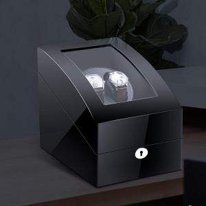 2+3 Black Wood Double Watches Watch Box Automatic Watch Winder Rotator Holder Watch Winding Storage Case Display Box Organizer