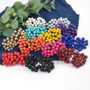 25Pcs/50 Head 0.7Cm Mini Simulation Plastic Fruit Double Head Berry Artificial Flower Cherry Fake Pearl For Wedding Home Decora
