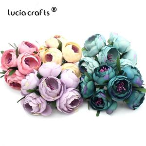 Lucia crafts 6pcs/lot Diameter 45mm Silk Artificial flower Bouquet Mini Flowers For Wedding Party Decoration A0105