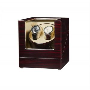 Ebony Baking Finish Watch Winder with Quiet Motors 2+0 Storage Beige PU Leather Interior High Quality Wholesale Box