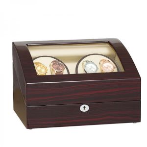 Automatic Ebony Baking Finish Watch Winder with 6 Storage Case Modes For Mechanical Watch AC adapter 5 Modes