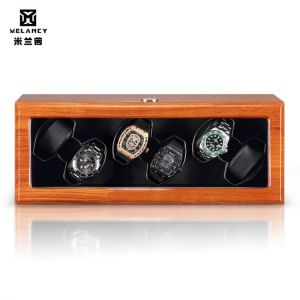4 Slot Automatic Watch Winder with Wood Box Quiet Japanese Mabuchi Motor Adjustable Modes Watch Storage Winding Boxes Case