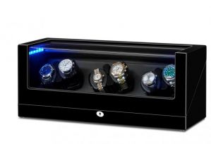 Good Quality Wooden Watch Winder with Quiet Motors 6+0 Storage High Quality LED Light