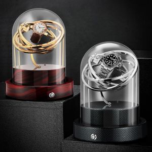 Luxury Brand Exquisite Glass Cover Mechanical Watch Shaker Automatic Winding Motor Box Electric Shaker Watch Box