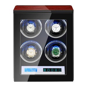 AAA Quality 5 Modes Rosewood Watch Winder with Quiet Japanese Mabuchi Motor 4+0 Storage Ultra-quiet Japanese motor with LED