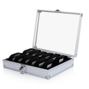 Useful Aluminium Watches Box 12 Grid Slots Jewelry Watches Display Storage Box Square Case Suede Inside Rectangle Watch Holder