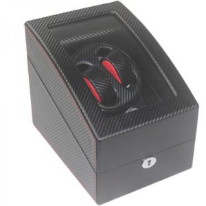 Ultra-quiet MABUCHI Motor Carbon Fiber Watch Winder for Automatic Watch Capacity for 2 Watches with 3 Grid Storage