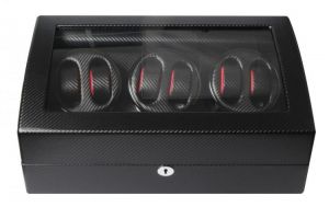 High-end MABUCHI Motor Carbon Fiber Watch Winder for Automatic Watch Capacity for 6 Watches with 7 Grid Storages