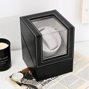Automatic Watch box Winder Black PU Motor Auto Self Winding Wooden Cabinet Lacquer Rotate Watches Holder Watch winder