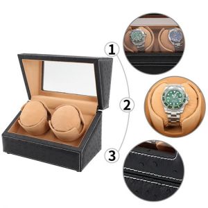 2 slots High Class Motor Watch Shaker Watch Winder Case Holder Display wooden watch winder box 200908-16