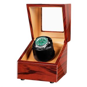 Ebony Wood Automatic Watch Winder Box Accessories Display Mechanical Rotating Leather for Automatic Watches