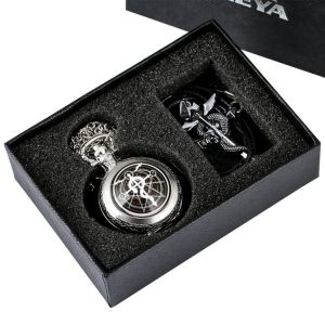 Fullmetal Alchemist Silver/Bronze Pocket Watch Pendant Men's Quartz Pocket Watch Japan Anime Necklace Clock High Grade Gifts 