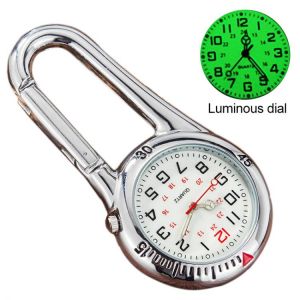 Clip-On Carabiner Pocket Watch Nurse Watch Multi-function Compass Bottle Opener for Doctors Chefs Luminous Outdoor Sport Clock