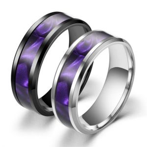 VOERYNT 2021 Fashion Gradient Purple Color Shell Rings Stainless Steel For Men Women Gift Rings Dainty Female Nice Jewelry TX025