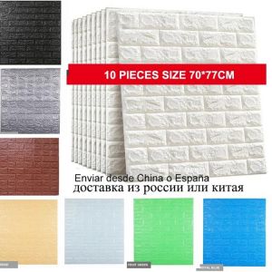10pcs 3D Brick Wall Stickers DIY Self  Decor Foam Wall Covering Wallpaper For TV Background Kids Living Room Waterproof