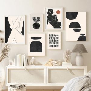 Geometric Abstract Nude Woman Wall Art Modern Poster Print Line Drawing Minimalist Canvas Painting Picture Living Room Home Art