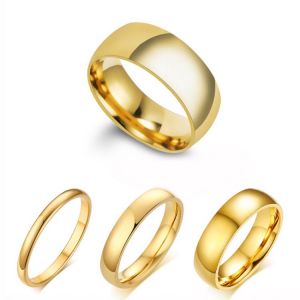Trendy Golden Couple Rings Simple 4cm Wedding Engagement Ring Female Wedding Rings jewelry