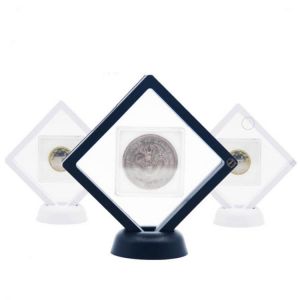 Coin Display Box - Set of 10 3D Floating Frame Display Holder with Stands for Challenge Coins, AA Medallions, Jewelry