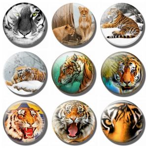Tiger Fridge Magnet 30MM Glass Cabochon Magnetic Refrigerator Stickers Art Picture Animal Creative Home Decoration Gift